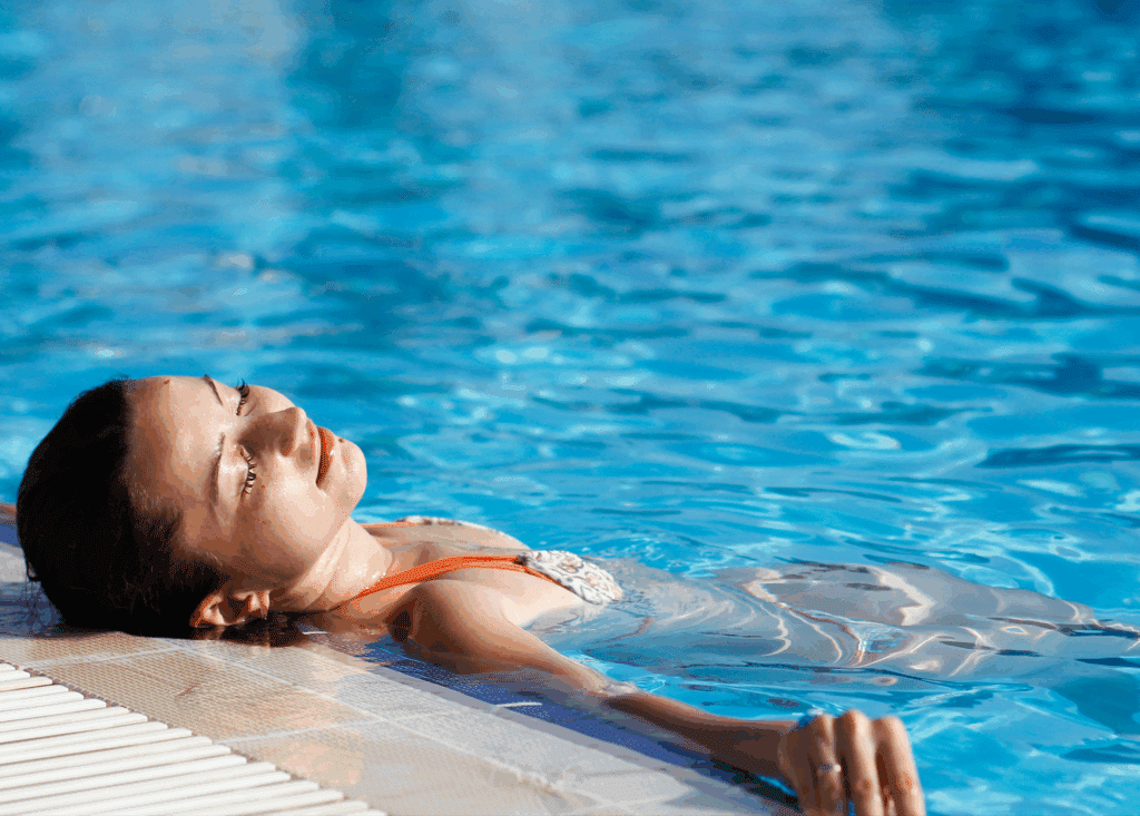 woman relaxing in pool