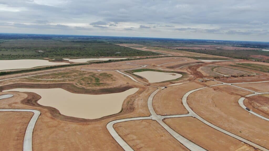 aerial shot of where the grand prairie community will be