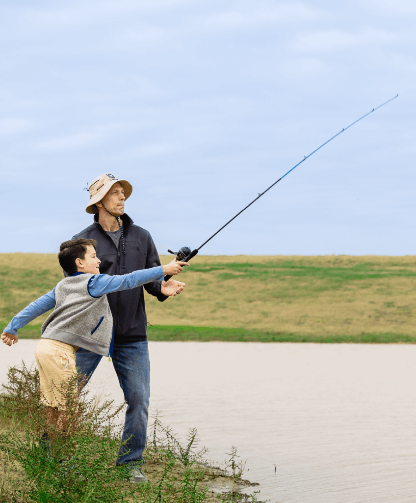 father and son fishing