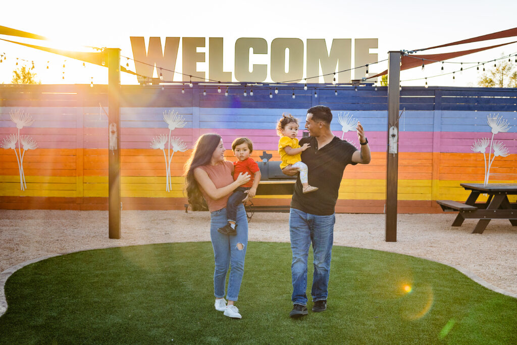 family walking together - master planned community near houston